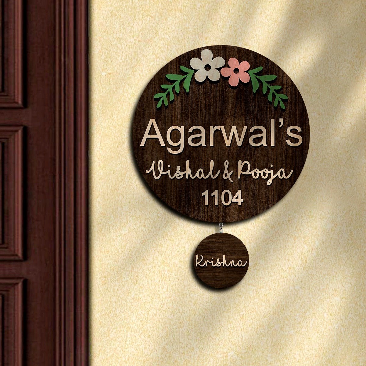 Chain Hanging Name Plate Design for Office and Home – Floral - Sblossom