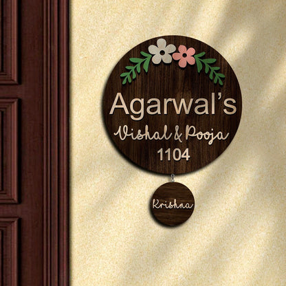 Chain Hanging Name Plate Design for Office and Home – Floral - Sblossom