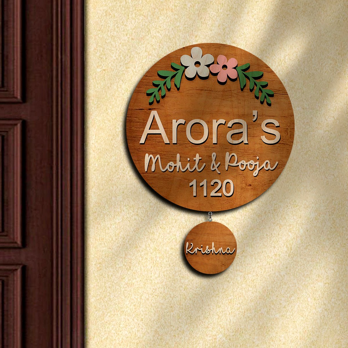 Chain Hanging Name Plate Design for Office and Home – Floral - Sblossom