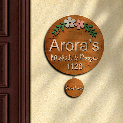 Chain Hanging Name Plate Design for Office and Home – Floral - Sblossom