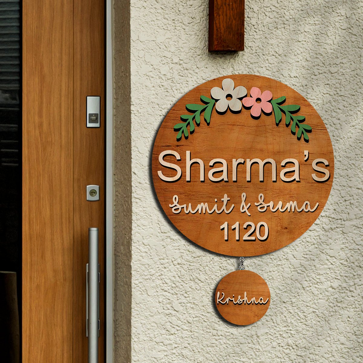 Chain Hanging Name Plate Design for Office and Home – Floral - Sblossom