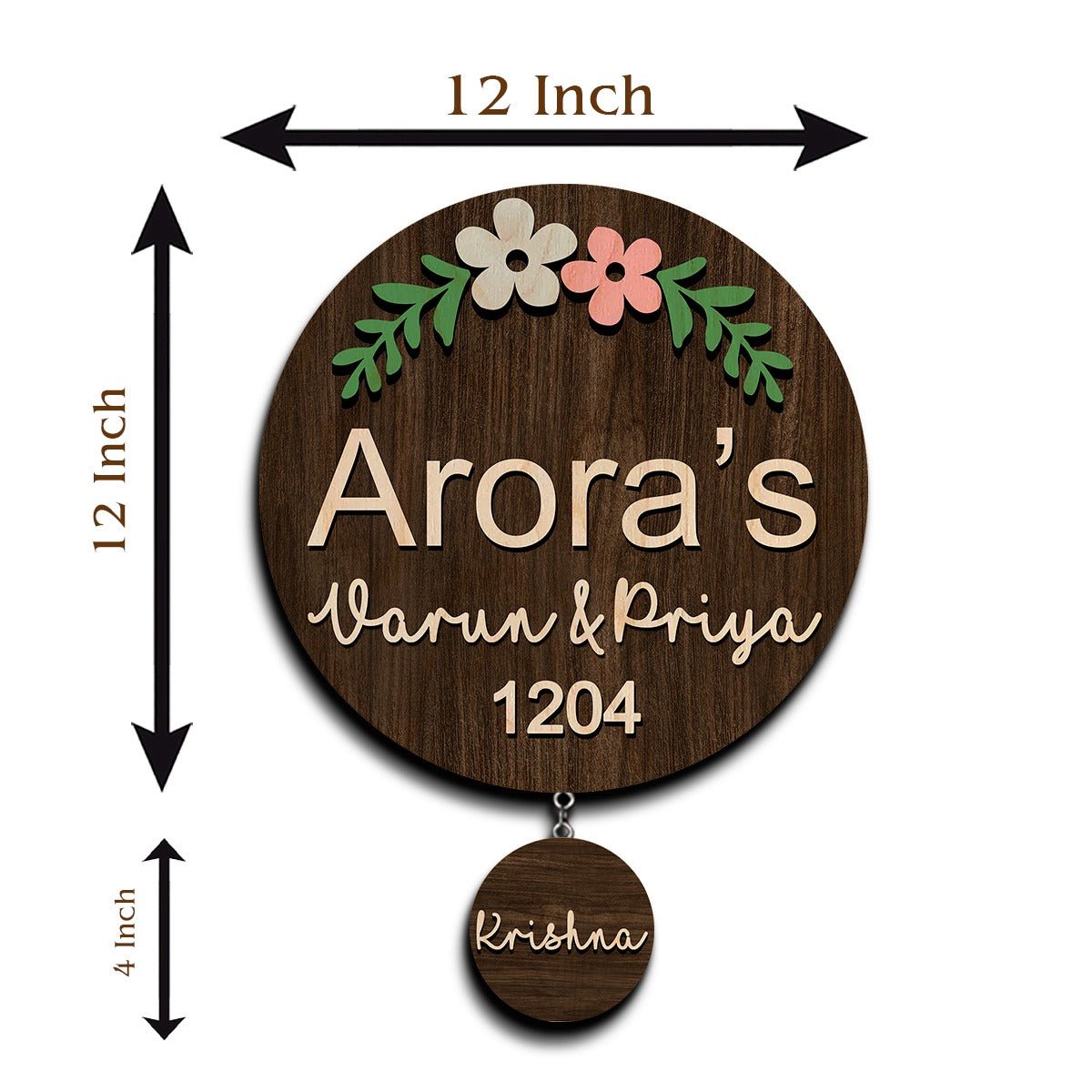 Chain Hanging Name Plate Design for Office and Home – Floral - Sblossom