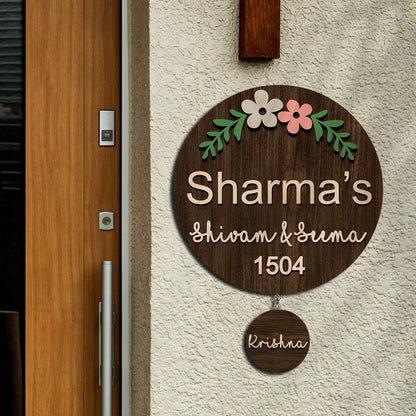 Chain Hanging Name Plate Design for Office and Home – Floral - Sblossom