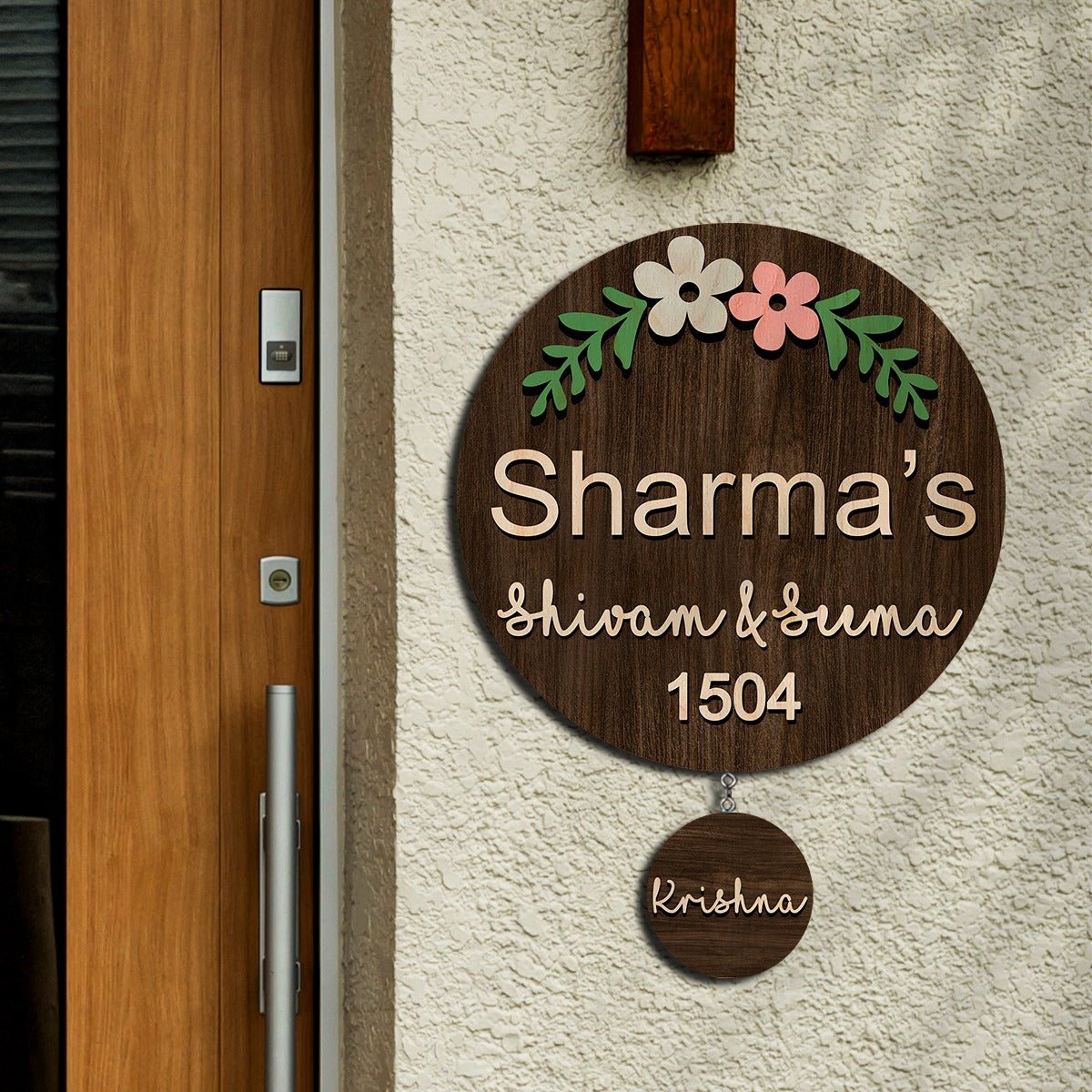 Chain Hanging Name Plate Design for Office and Home – Floral - Sblossom