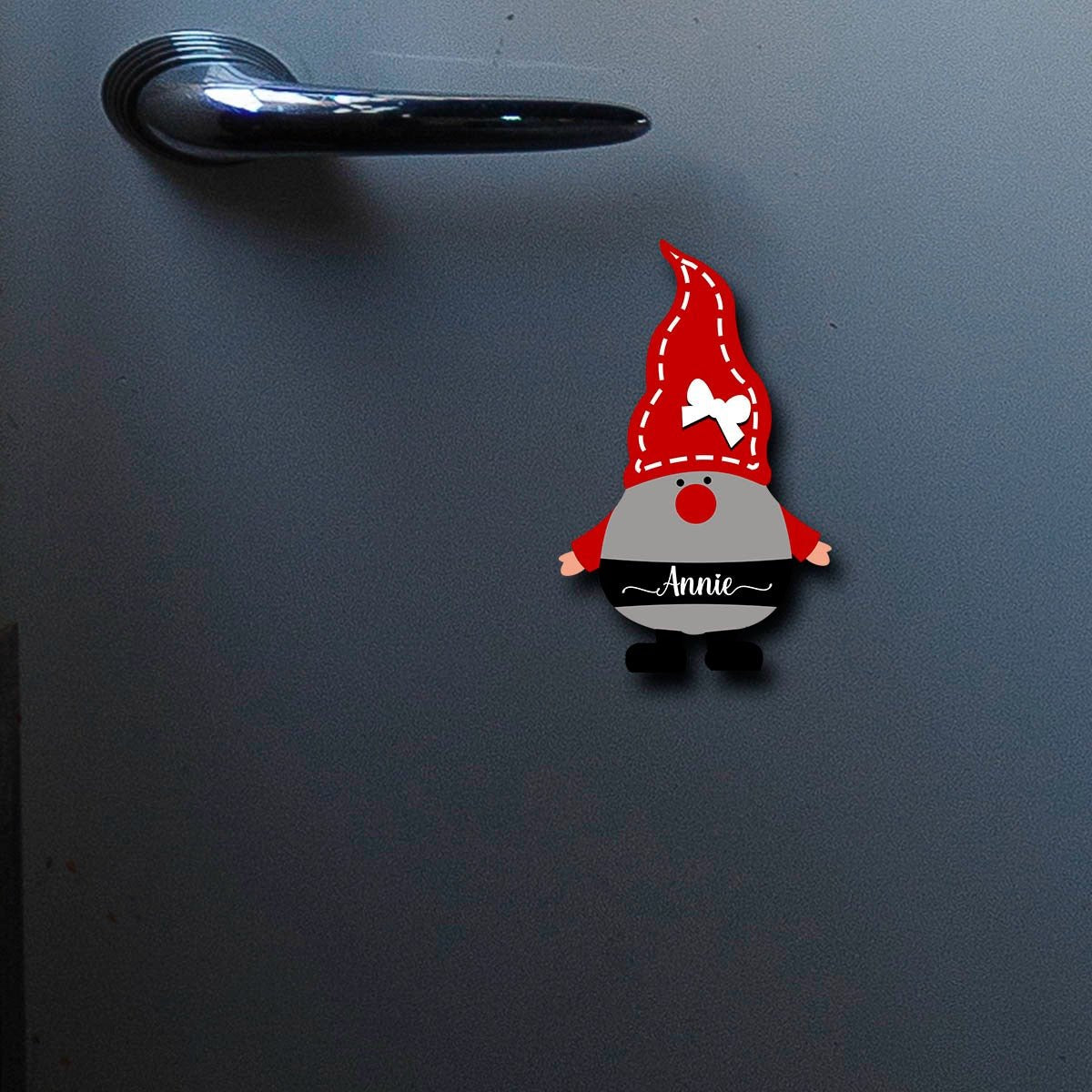 Christmas Gnome Wood Magnet – Name Belt Gnome Pair - Sblossom
