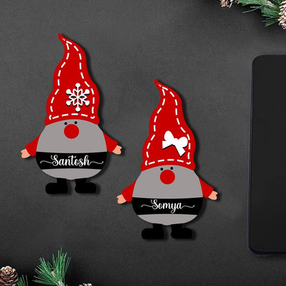 Christmas Gnome Wood Magnet – Name Belt Gnome Pair - Sblossom