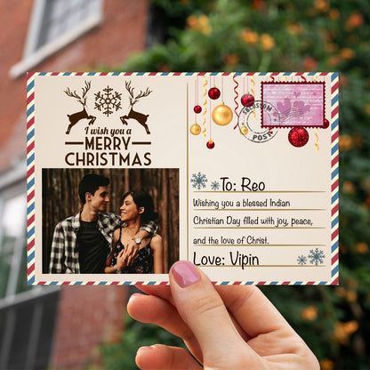 Christmas Wooden Postcard with Magnet and Personalized Festive Art - Sblossom