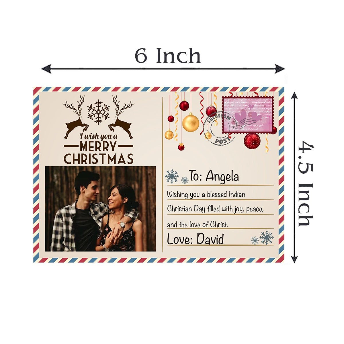 Christmas Wooden Postcard with Magnet and Personalized Festive Art - Sblossom