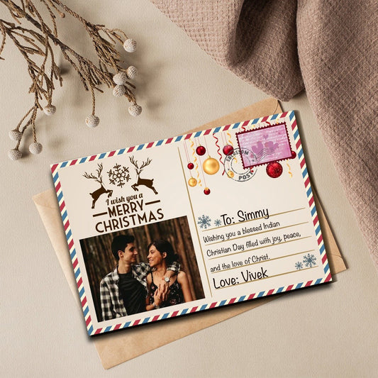 Christmas Wooden Postcard with Magnet and Personalized Festive Art - Sblossom