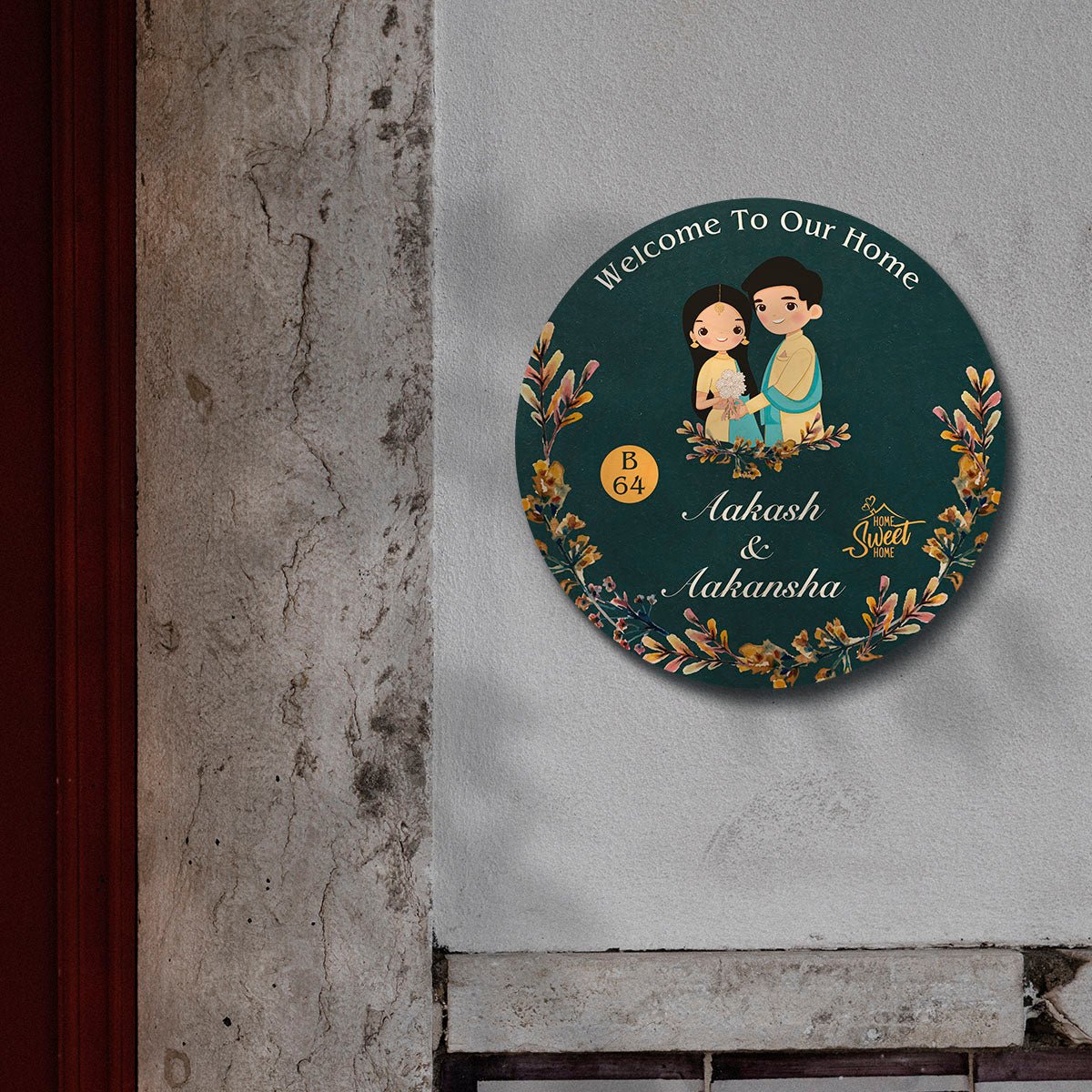 Circle Couple Name Plate – Traditional Welcome Home - Sblossom
