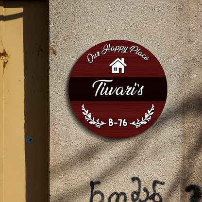 Circular Family Name Plate – Maroon Welcome for Main Door - Sblossom