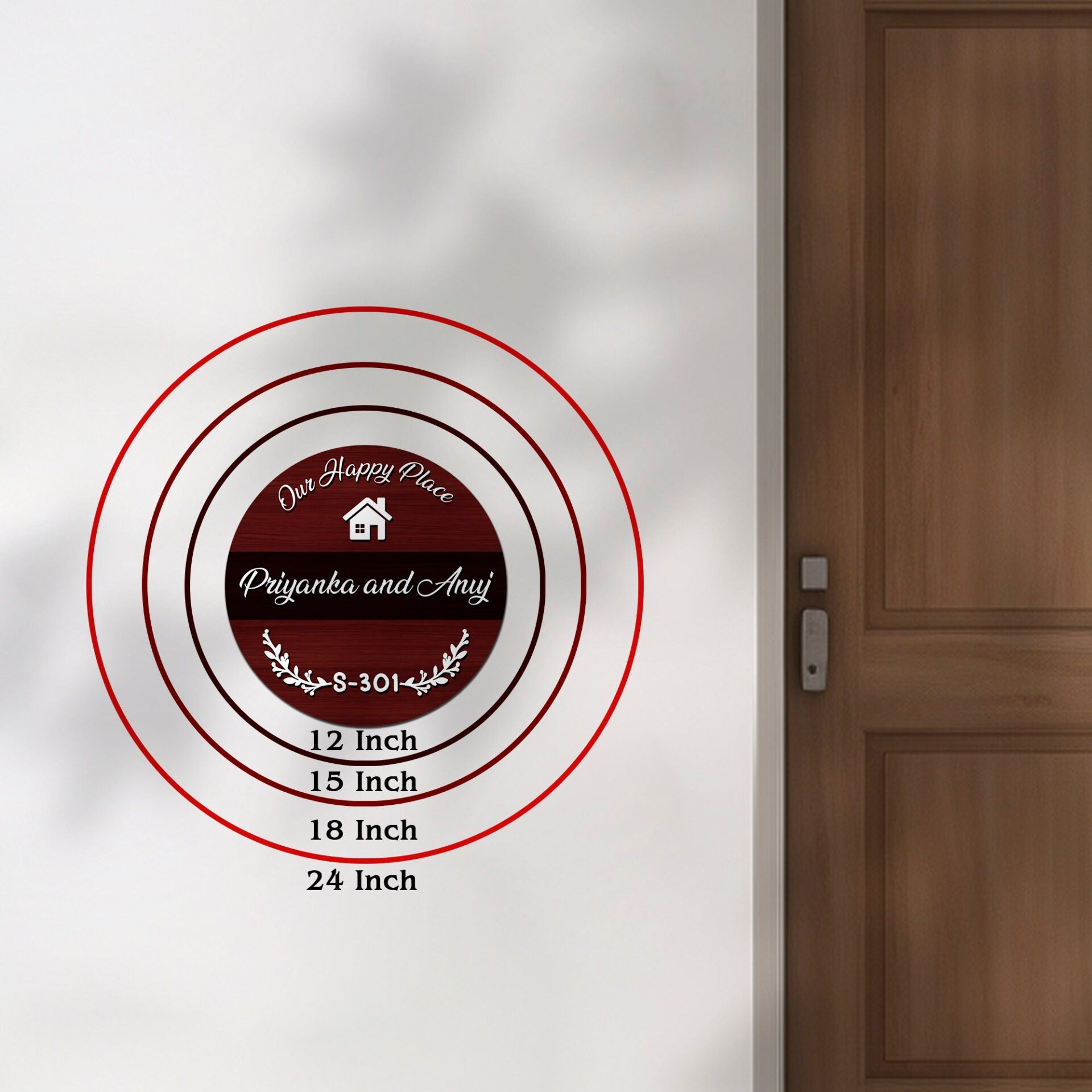Circular Family Name Plate – Maroon Welcome for Main Door - Sblossom