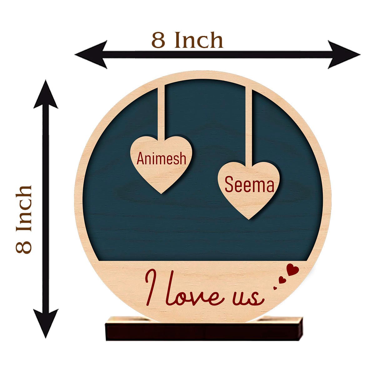Circular 'This Is Us' Wooden Couple Name Decor with Stand - Sblossom