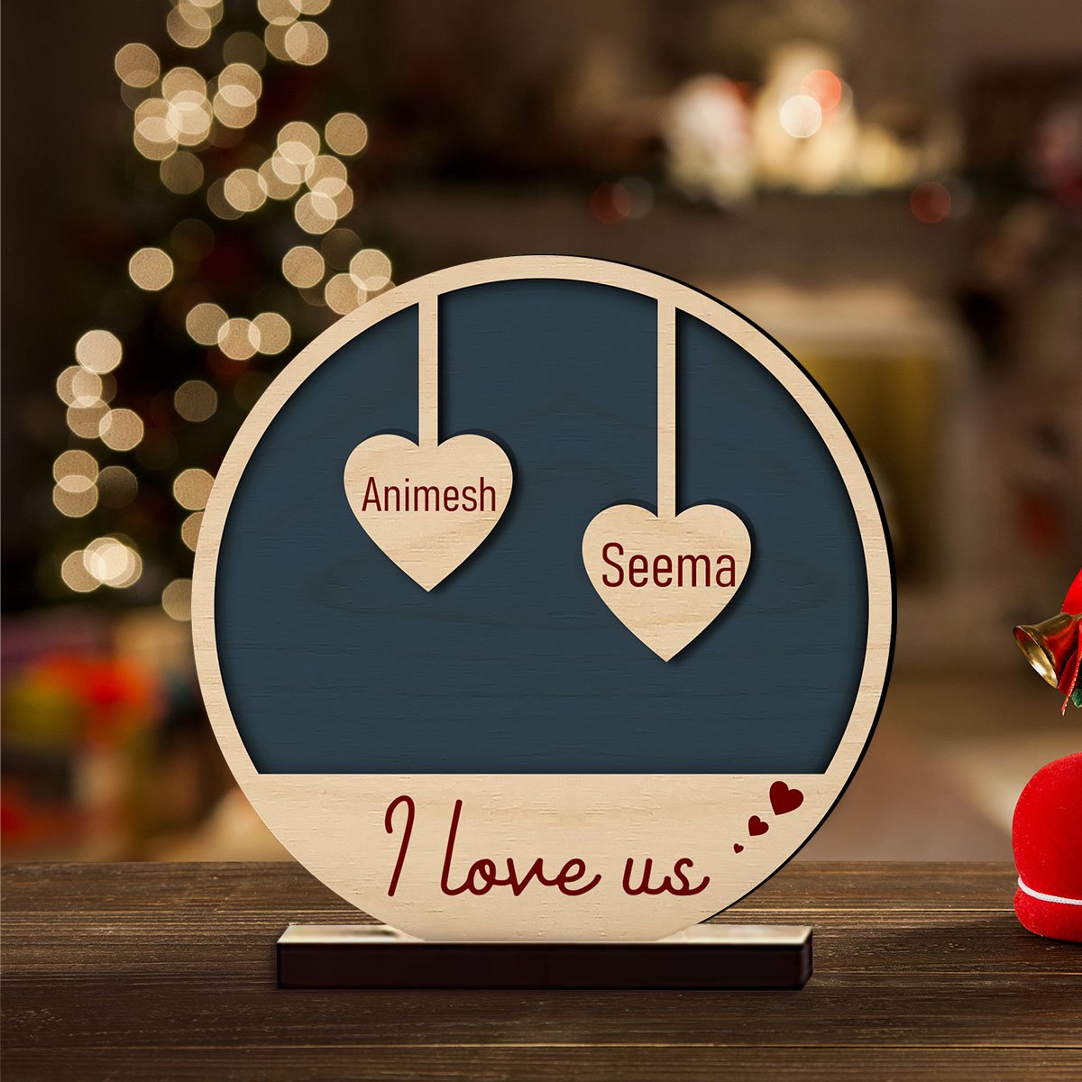 Circular 'This Is Us' Wooden Couple Name Decor with Stand - Sblossom