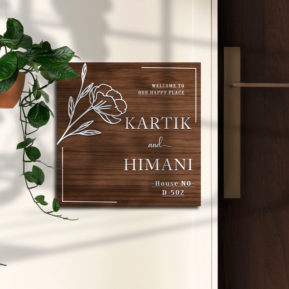 Classic Couple Name Wooden Name Plate - Sblossom