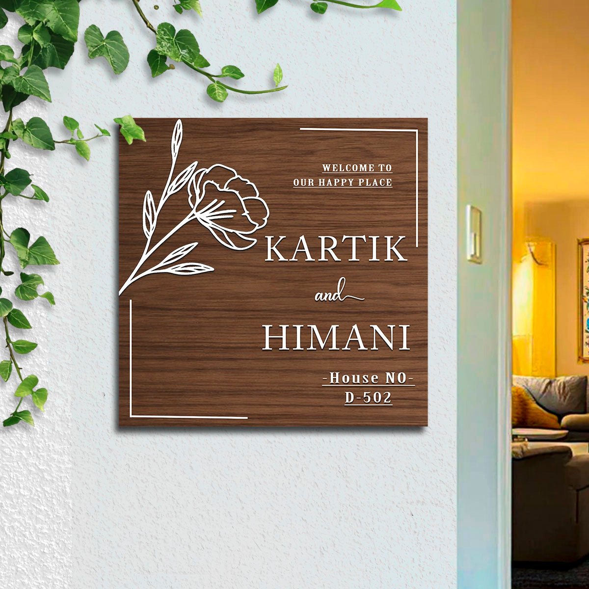 Classic Couple Name Wooden Name Plate - Sblossom