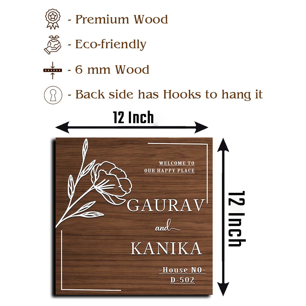 Classic Couple Name Wooden Name Plate - Sblossom