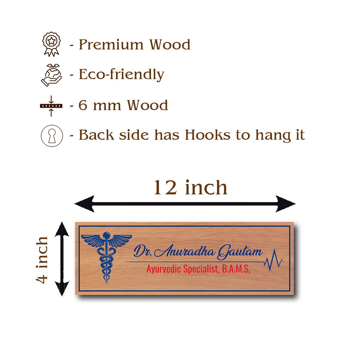 Clinic Name Plate Design – Caduceus Doctor Slim Board - Sblossom