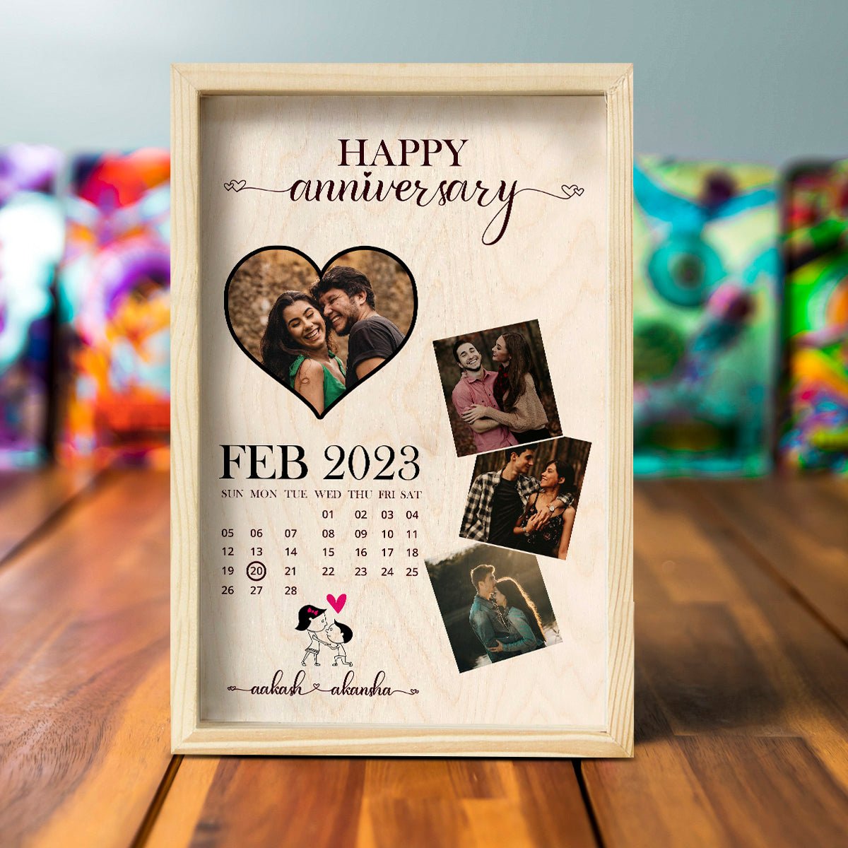 Collage Picture Frame in Wood – Personalized Photo Layout - Sblossom