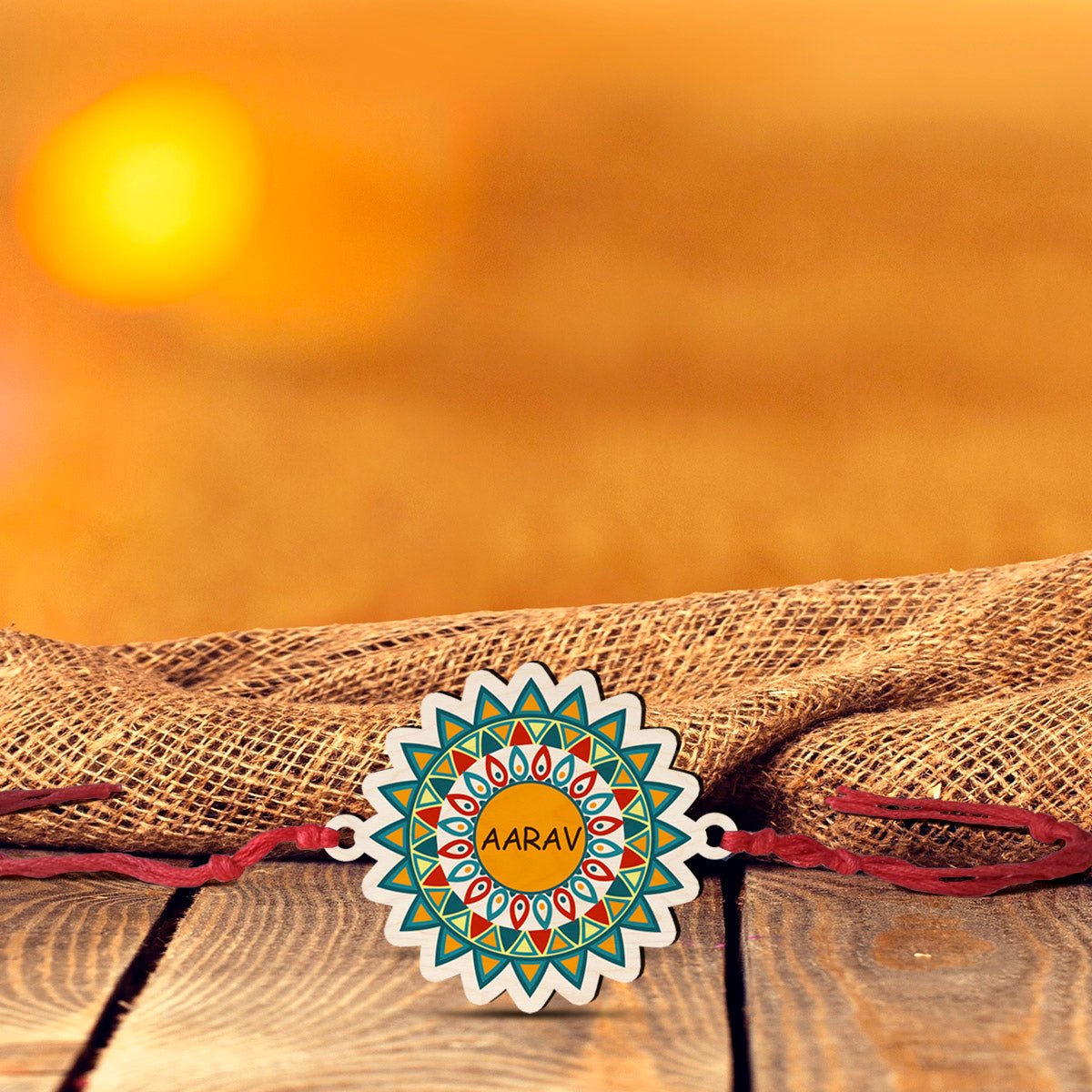 Colourful Name Rakhi – Wooden Designer Print for Brother - Sblossom