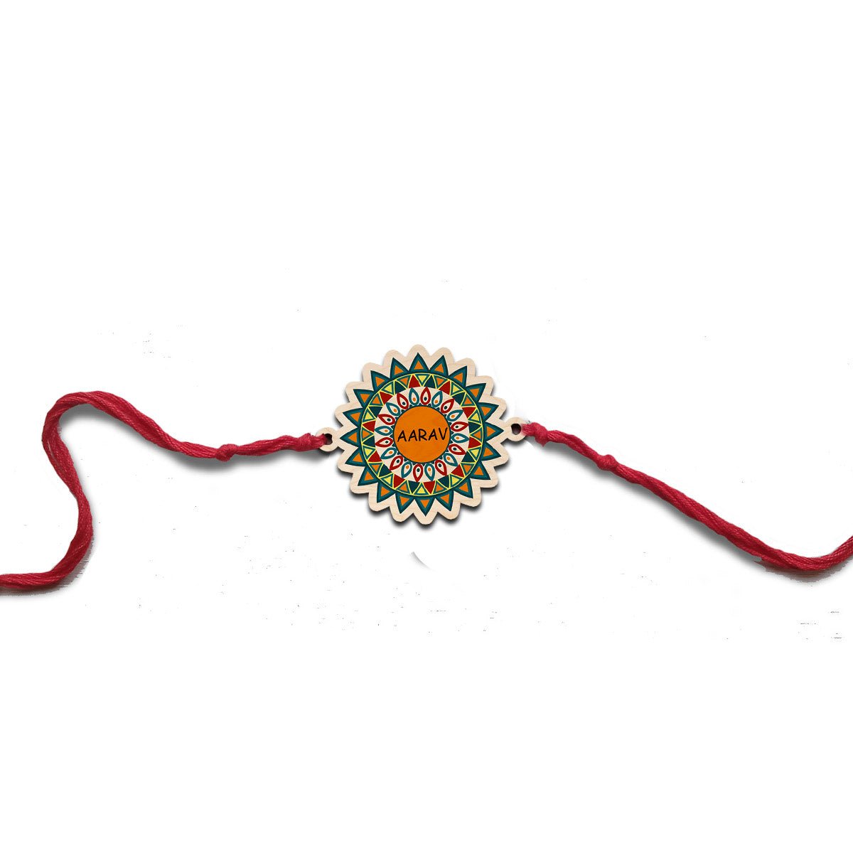 Colourful Name Rakhi – Wooden Designer Print for Brother - Sblossom