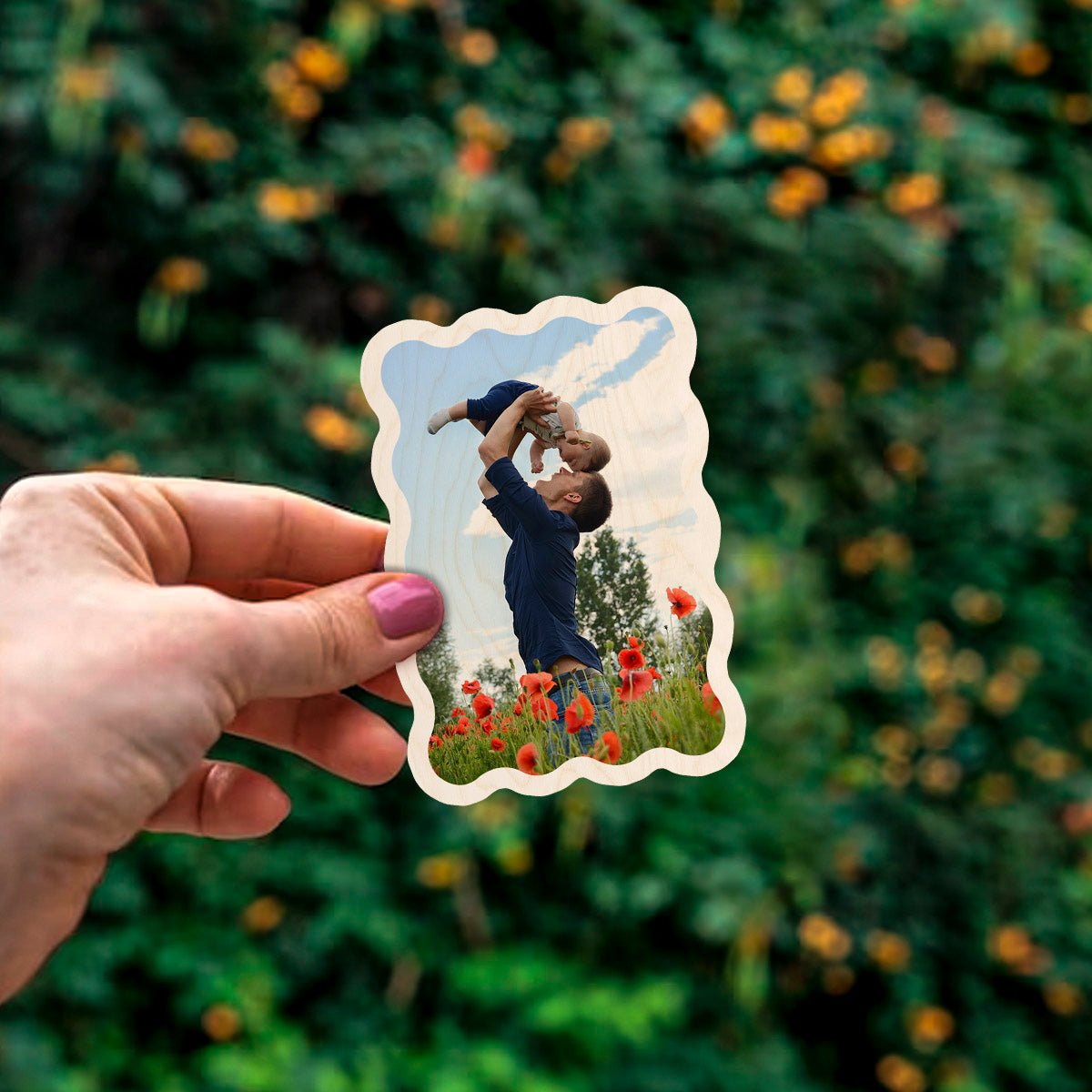 Compact Photo Fridge Magnet – Wooden Custom Picture - Sblossom