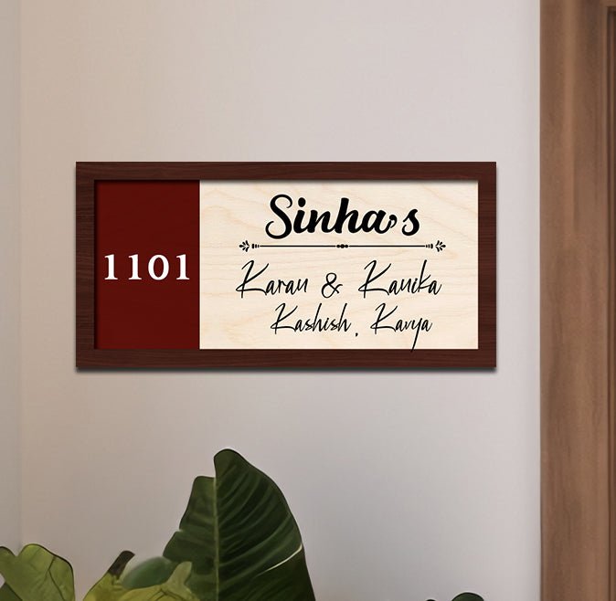 Contemporary Family Name Sign for Home — Wooden - Sblossom