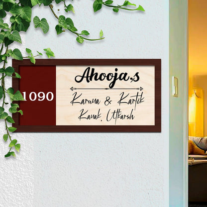Contemporary Family Name Sign for Home — Wooden - Sblossom
