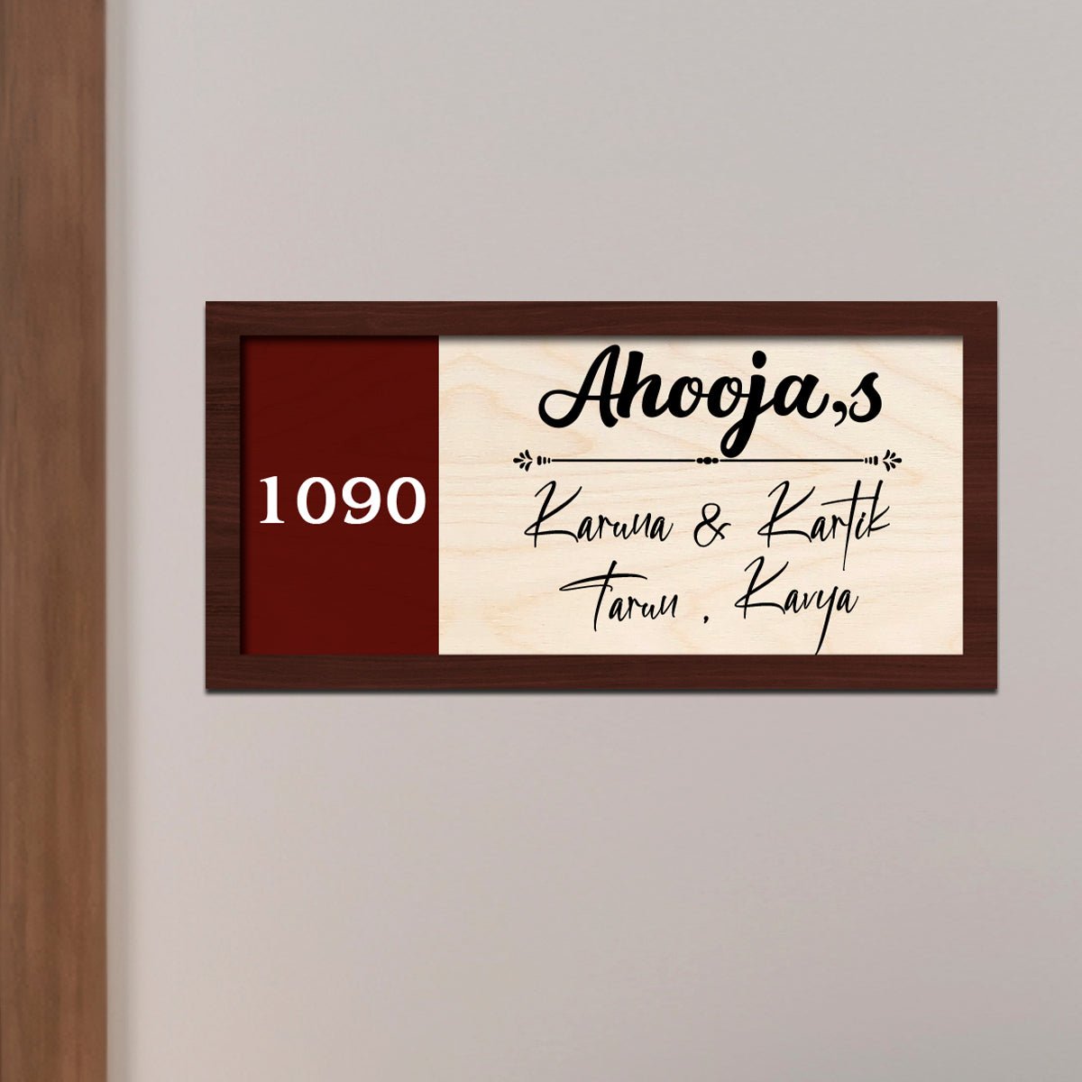 Contemporary Family Name Sign for Home — Wooden - Sblossom