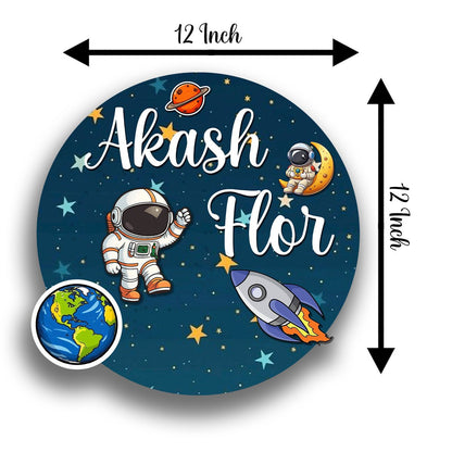 Cosmic Kids Name Plate — Space Theme Wooden Round - Sblossom