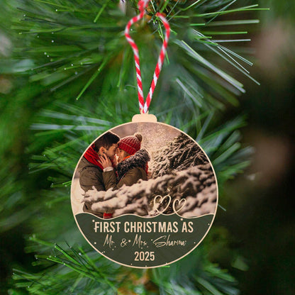 Couple Christmas Ornament in Wood with Custom Names - Sblossom