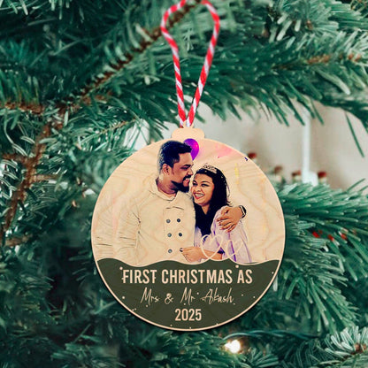 Couple Christmas Ornament in Wood with Custom Names - Sblossom