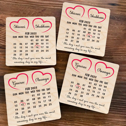 Couple Coaster Set in Wood – Personalized Names for Two - Sblossom