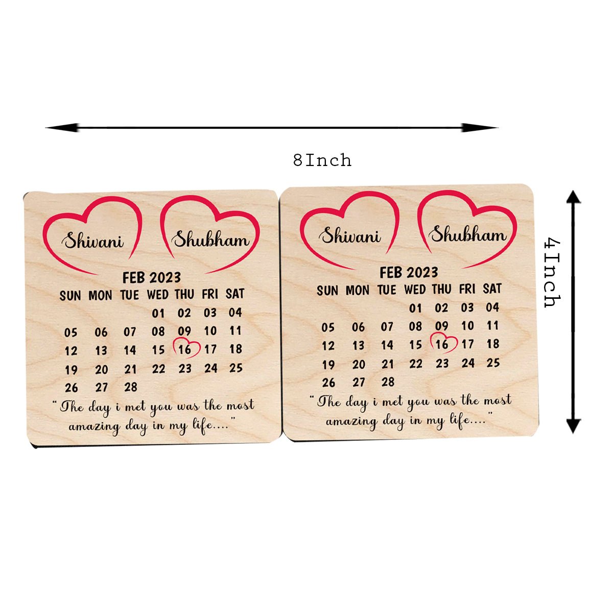 Couple Coaster Set in Wood – Personalized Names for Two - Sblossom