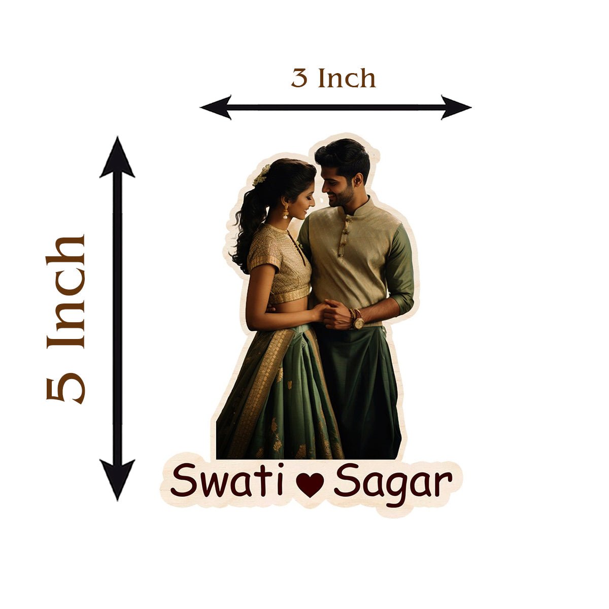 Couple Cutout Wood Print with Pine Stand and Personalized Names - Sblossom