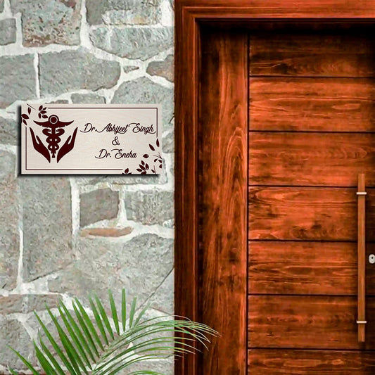 Couple Doctor Name Board – Caduceus for Clinic Door - Sblossom