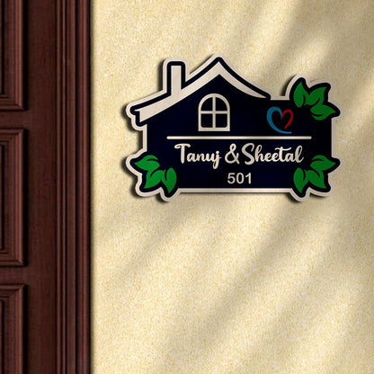 Couple House Name Plate – Hut Home Shape for Door - Sblossom