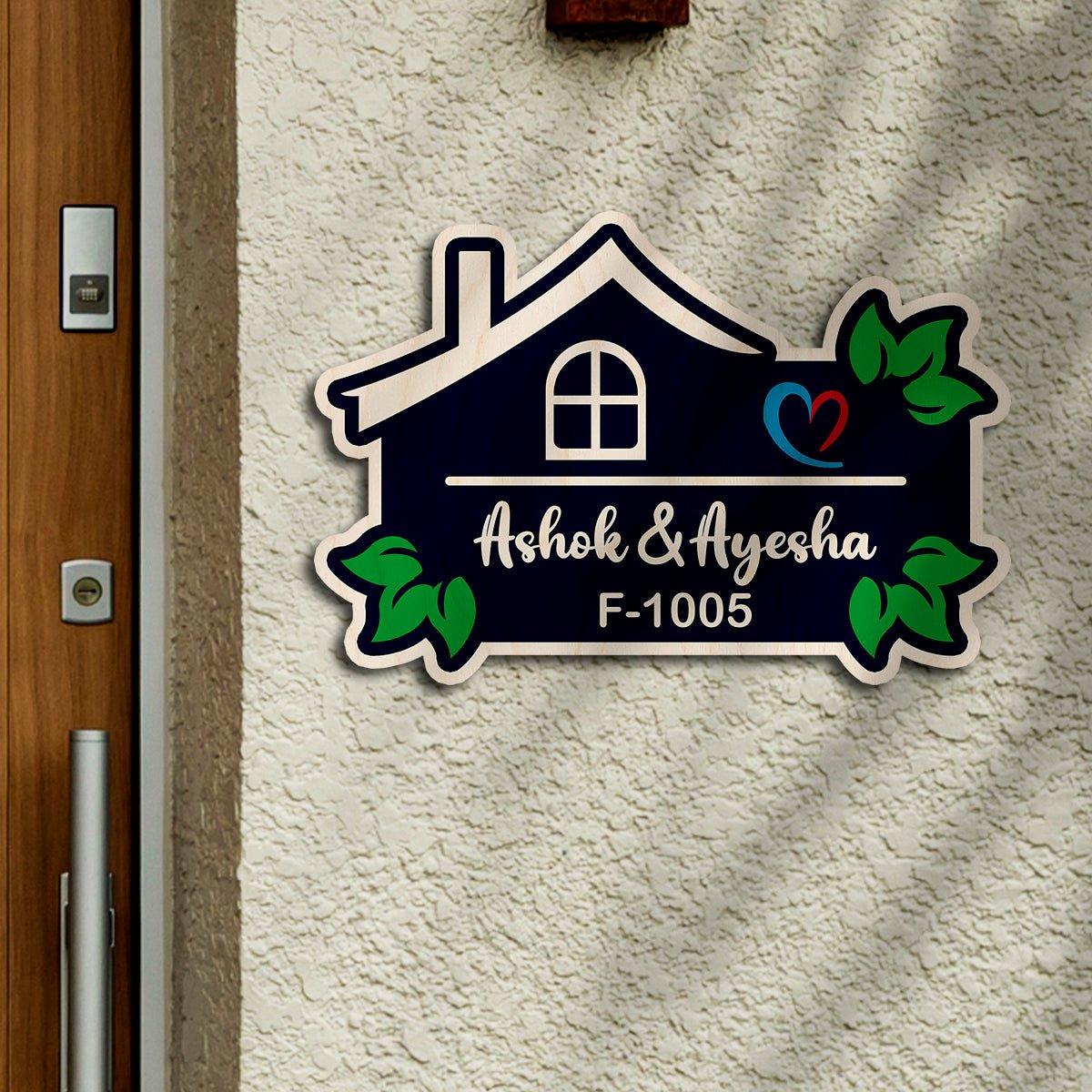 Couple House Name Plate – Hut Home Shape for Door - Sblossom