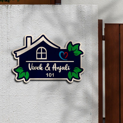 Couple House Name Plate – Hut Home Shape for Door - Sblossom