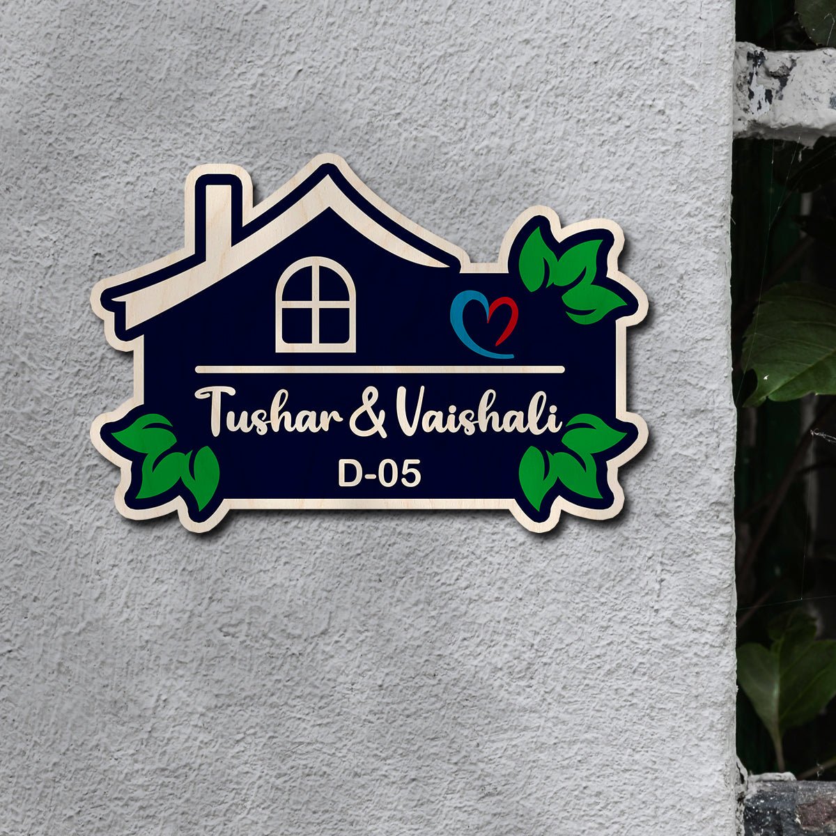Couple House Name Plate – Hut Home Shape for Door - Sblossom