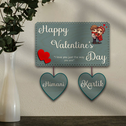 Couple Name Keepsake in Wood with Valentine Heart Wall Design - Sblossom
