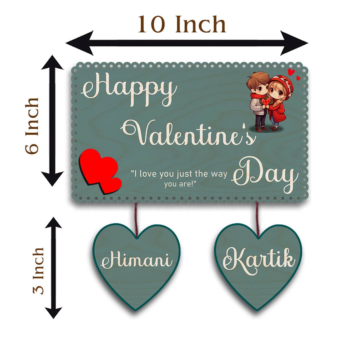 Couple Name Keepsake in Wood with Valentine Heart Wall Design - Sblossom