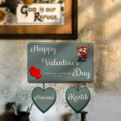 Couple Name Keepsake in Wood with Valentine Heart Wall Design - Sblossom