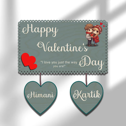 Couple Name Keepsake in Wood with Valentine Heart Wall Design - Sblossom