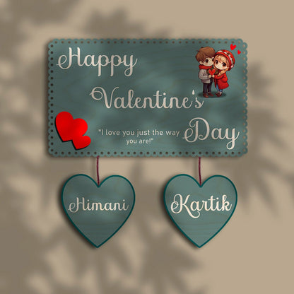 Couple Name Keepsake in Wood with Valentine Heart Wall Design - Sblossom
