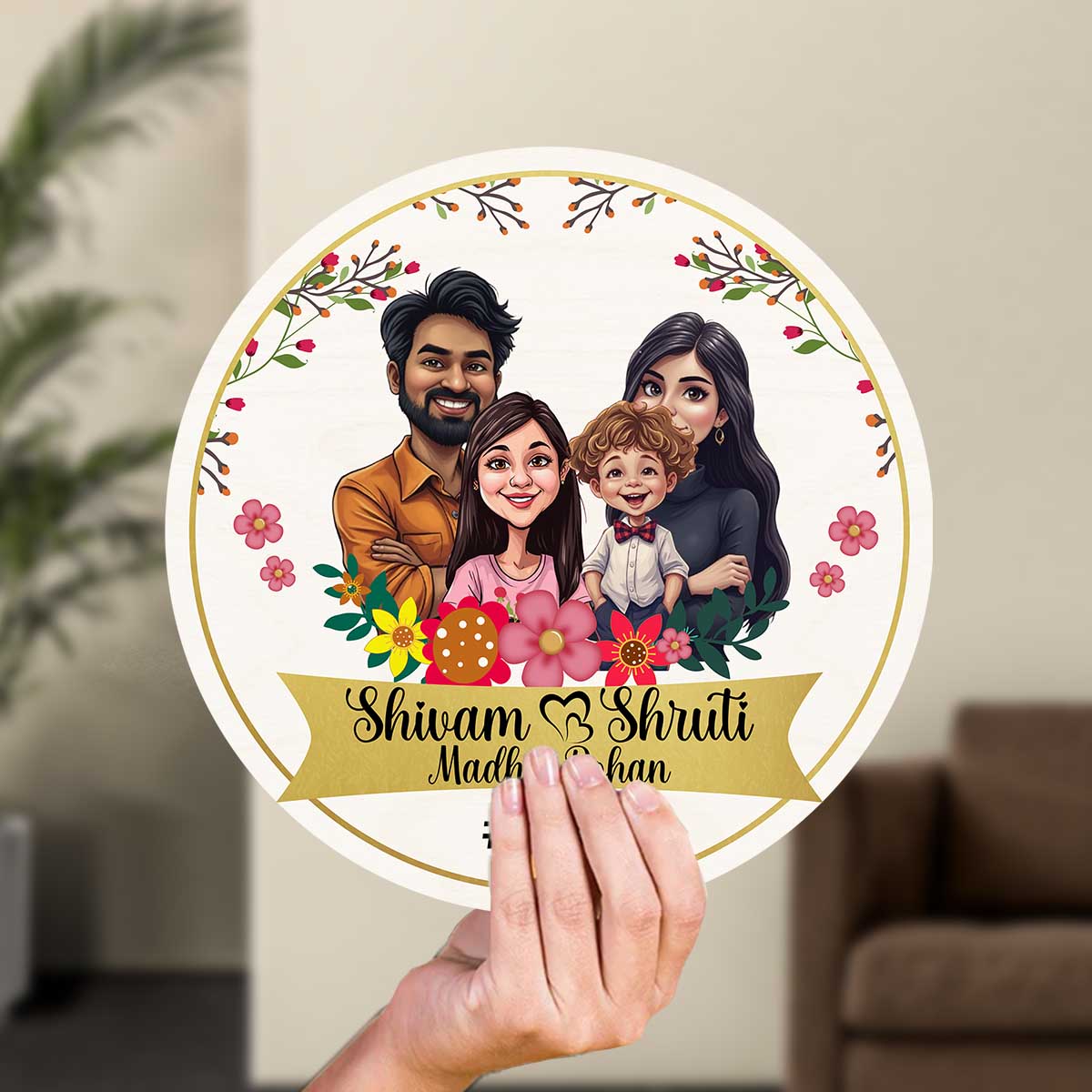 Couple Name Plate for House – Caricature Illustration - Sblossom