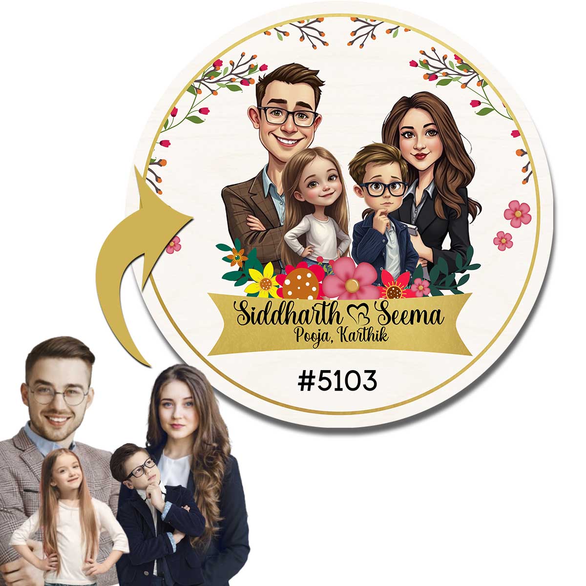 Couple Name Plate for House – Caricature Illustration - Sblossom