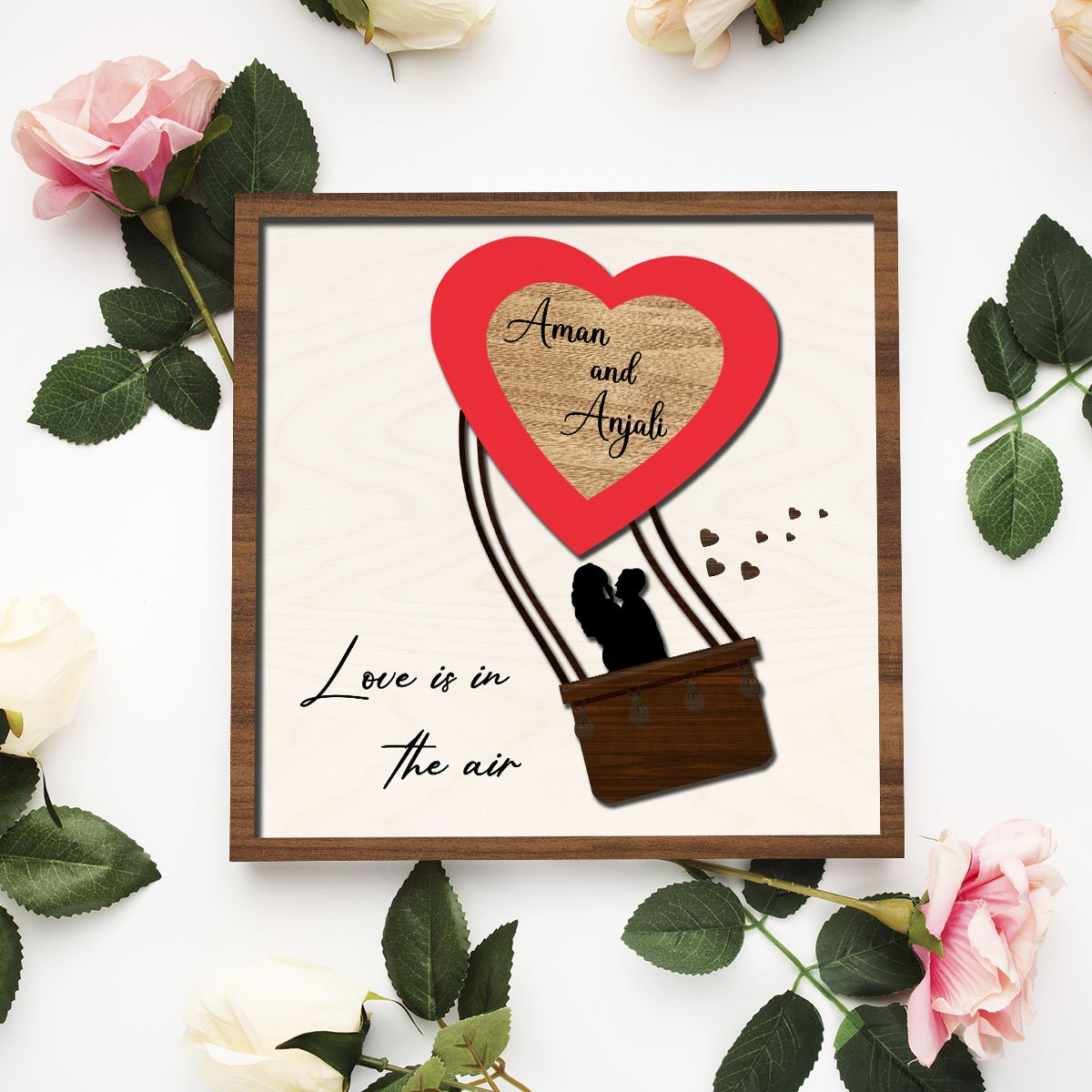 Couple Name Sign in Wood with Personalized Anniversary Design - Sblossom