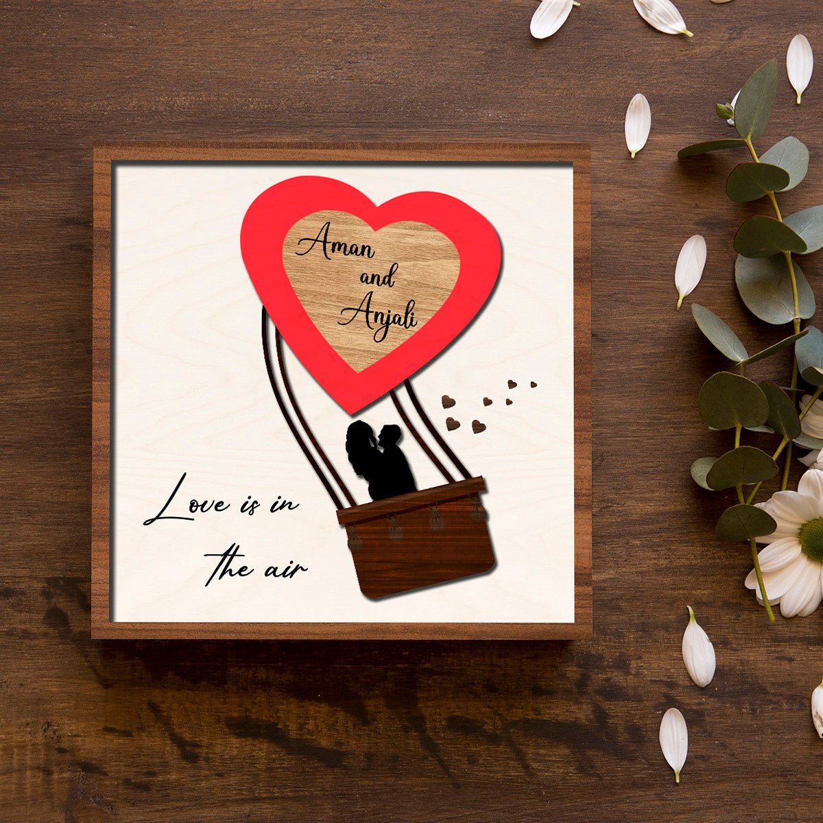 Couple Name Sign in Wood with Personalized Anniversary Design - Sblossom