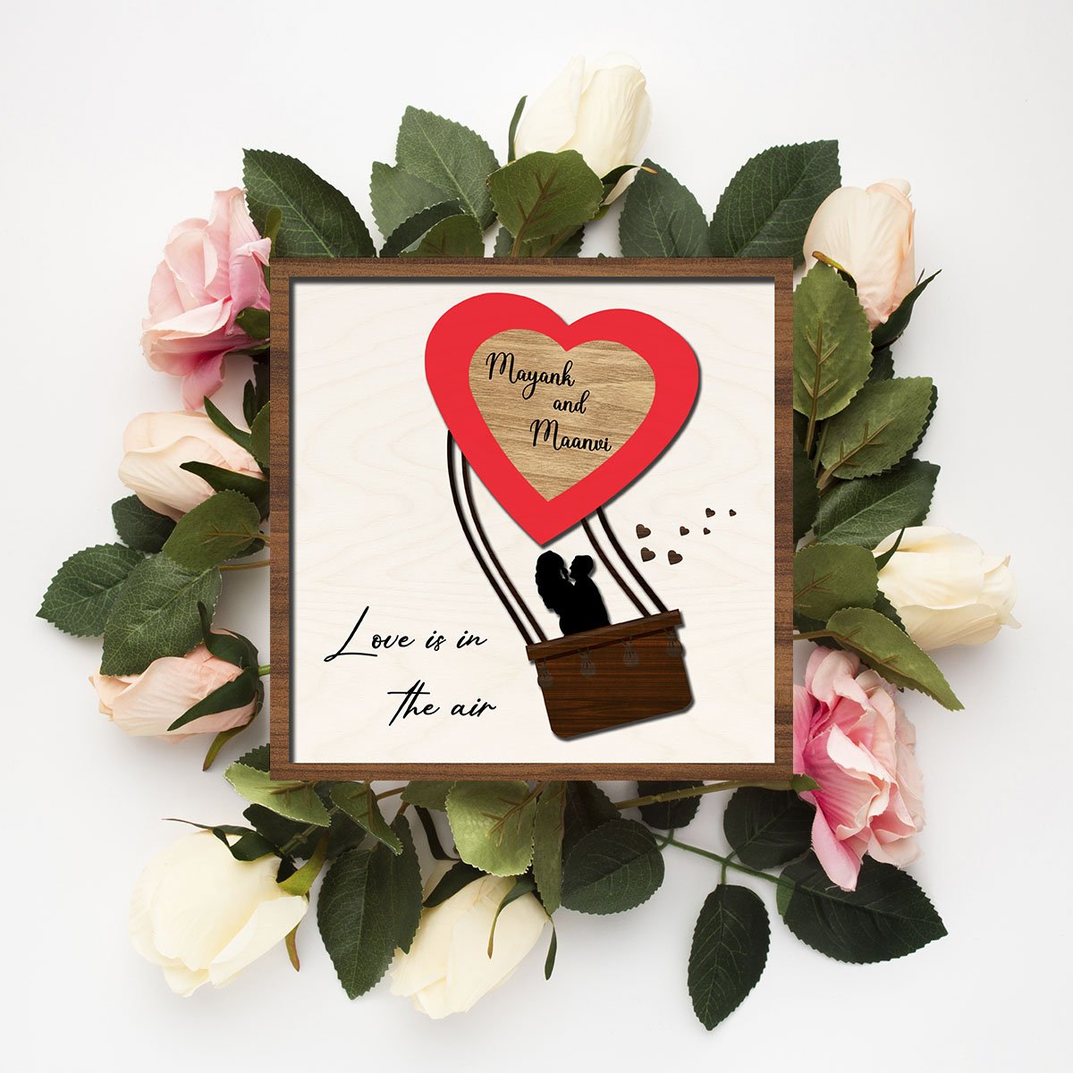 Couple Name Sign in Wood with Personalized Anniversary Design - Sblossom